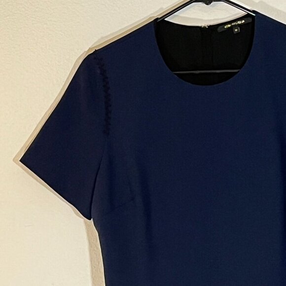 Kobi Halperin Cheyenne Jewel Neck A-Line Short‎ Sleeve Dress Navy Blue Medium - Picture 3 of 10